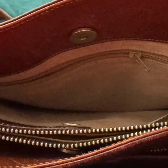 Gigliodoro Florence Italian Leather Crossbody Vintage Brown Patina Bag - Picture 4 of 7